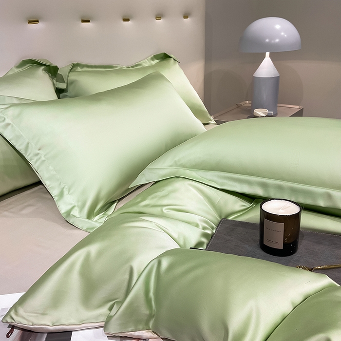 91家纺网 家纺一手货源 找家纺 涵宸家纺  2023新款天丝ᵀᴹ纯色-单被套 单被套-青草绿+奶昔