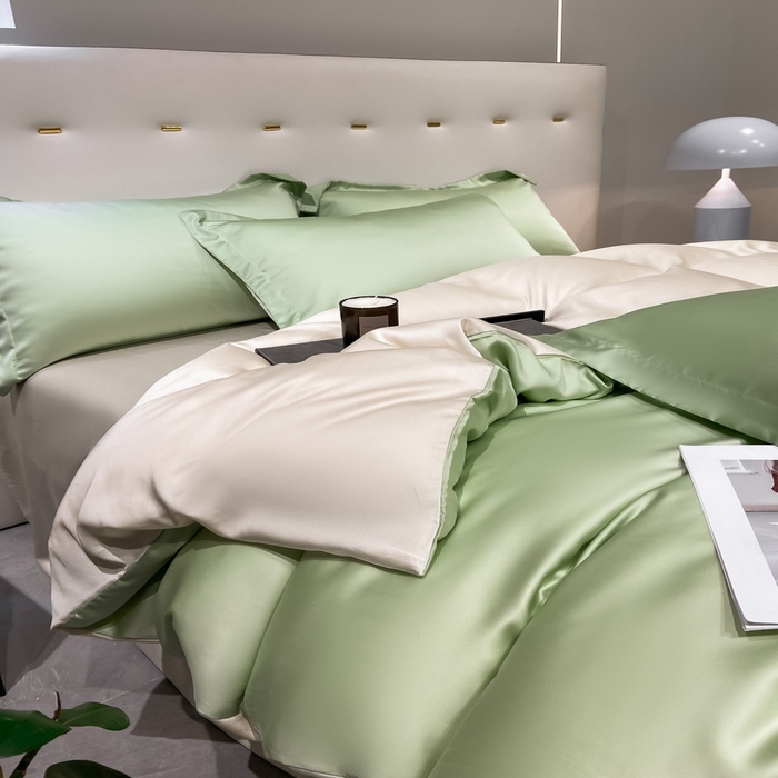 91家纺网 家纺一手货源 找家纺 涵宸家纺  2023新款天丝ᵀᴹ纯色-单被套 单被套-青草绿+奶昔