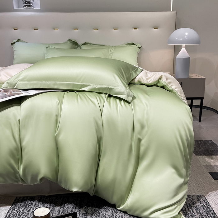 91家纺网 家纺一手货源 找家纺 涵宸家纺  2023新款天丝ᵀᴹ纯色-单被套 单被套-青草绿+奶昔