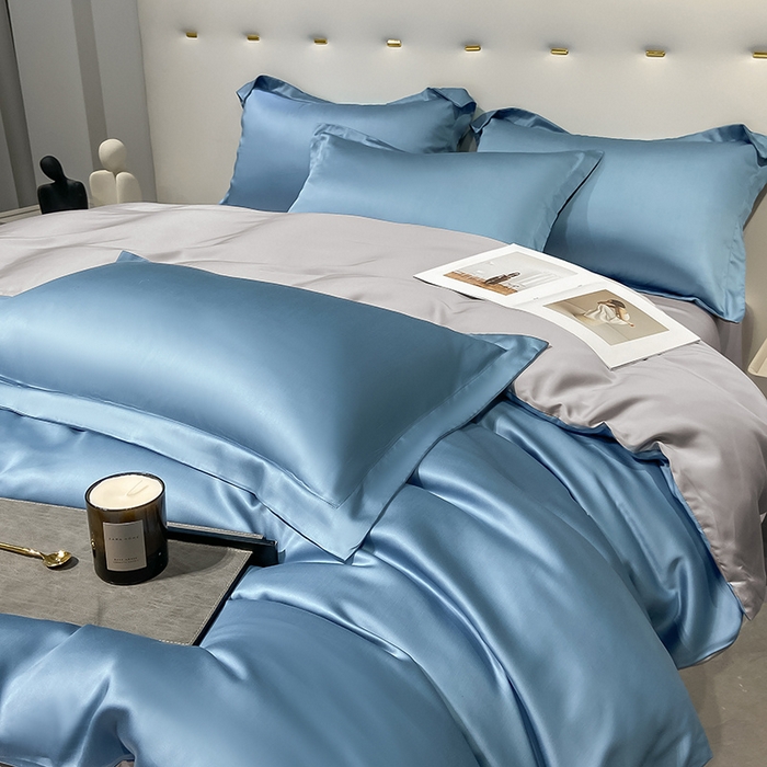91家纺网 家纺一手货源 找家纺 涵宸家纺  2023新款天丝ᵀᴹ纯色-单被套 单被套-深海蓝+大地灰