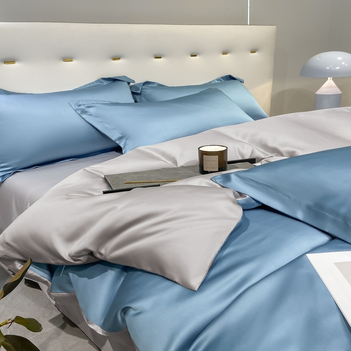 91家纺网 家纺一手货源 找家纺 涵宸家纺  2023新款天丝ᵀᴹ纯色-单被套 单被套-深海蓝+大地灰