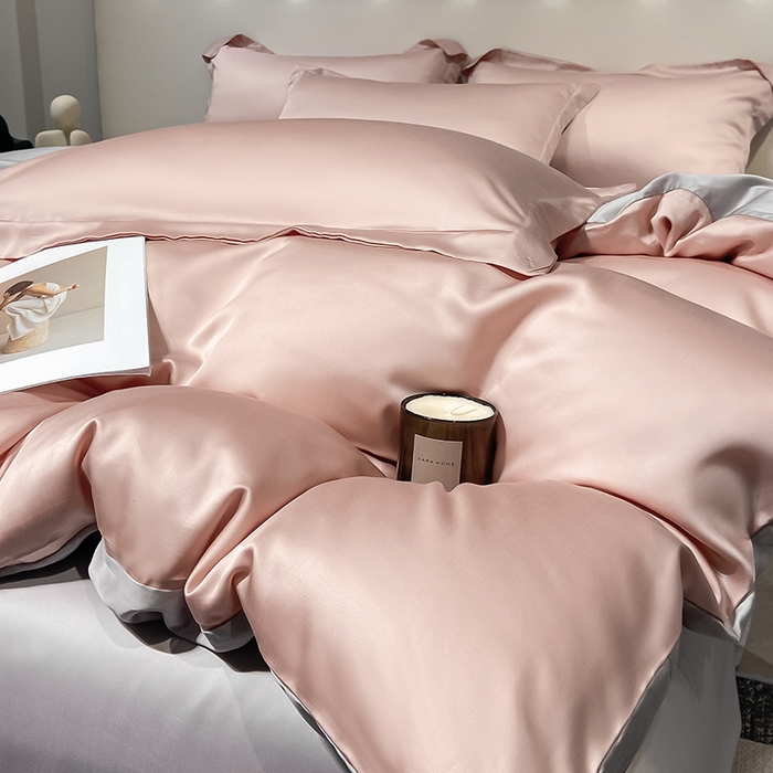 91家纺网 家纺一手货源 找家纺 涵宸家纺  2023新款天丝ᵀᴹ纯色-单被套 单被套-香奈粉+大地灰