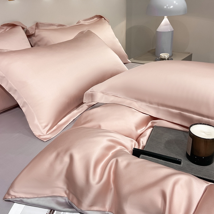 91家纺网 家纺一手货源 找家纺 涵宸家纺  2023新款天丝ᵀᴹ纯色-单被套 单被套-香奈粉+大地灰