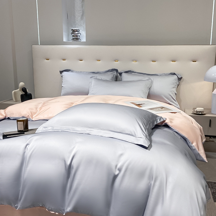 91家纺网 家纺一手货源 找家纺 涵宸家纺  2023新款天丝ᵀᴹ纯色-单被套 单被套-星辰兰+蜜桃粉