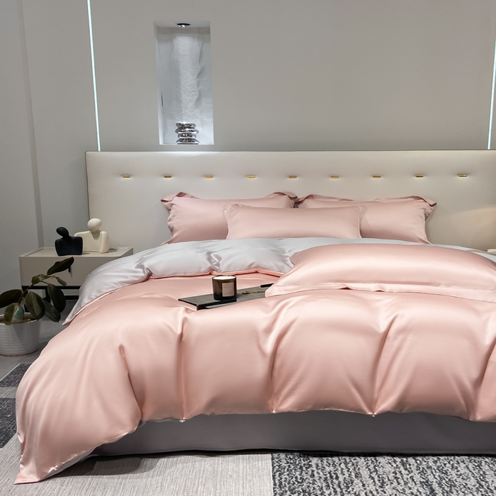 91家纺网 家纺一手货源 找家纺 涵宸家纺  2023新款天丝ᵀᴹ纯色-单被套 单被套-香奈粉+大地灰