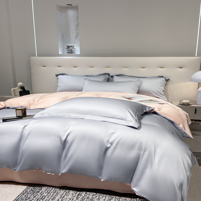 91家纺网 家纺一手货源 找家纺 涵宸家纺  2023新款天丝ᵀᴹ纯色-单被套 单被套-星辰兰+蜜桃粉