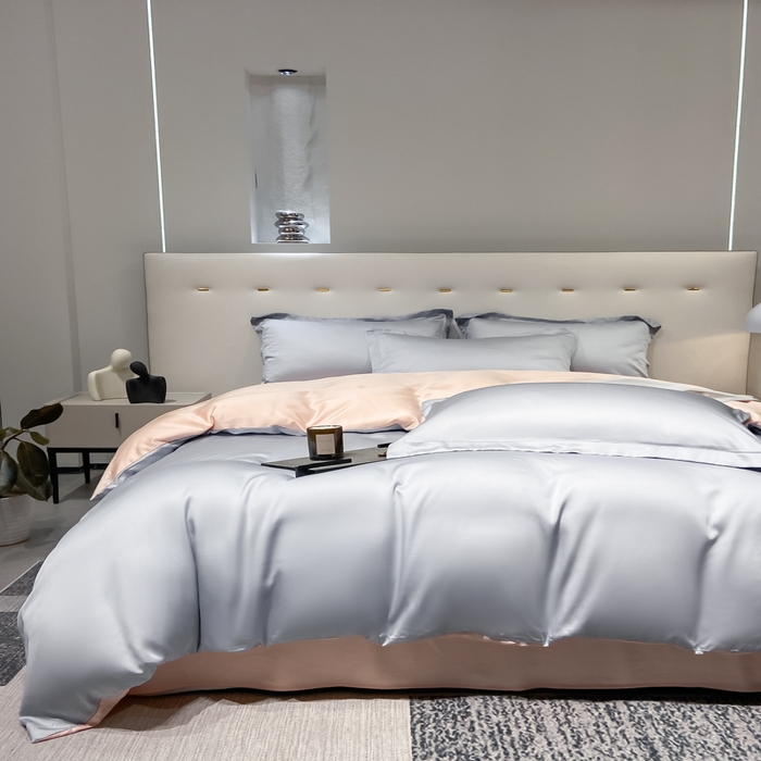 91家纺网 家纺一手货源 找家纺 涵宸家纺  2023新款天丝ᵀᴹ纯色-单被套 单被套-星辰兰+蜜桃粉