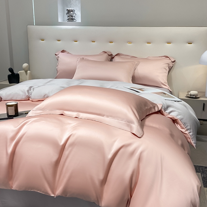 91家纺网 家纺一手货源 找家纺 涵宸家纺  2023新款天丝ᵀᴹ纯色-单被套 单被套-香奈粉+大地灰