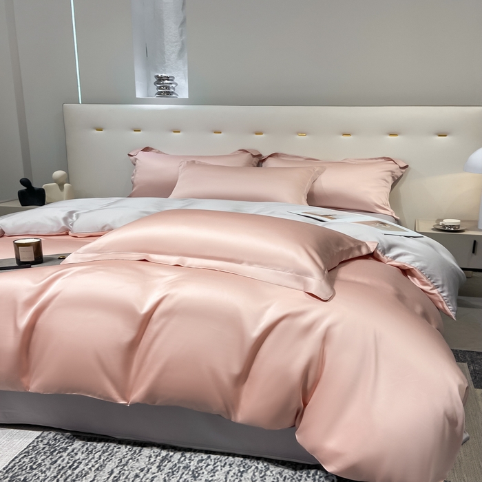 91家纺网 家纺一手货源 找家纺 涵宸家纺  2023新款天丝ᵀᴹ纯色-单被套 单被套-香奈粉+大地灰