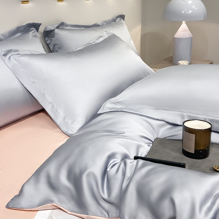 91家纺网 家纺一手货源 找家纺 涵宸家纺  2023新款天丝ᵀᴹ纯色-单被套 单被套-星辰兰+蜜桃粉