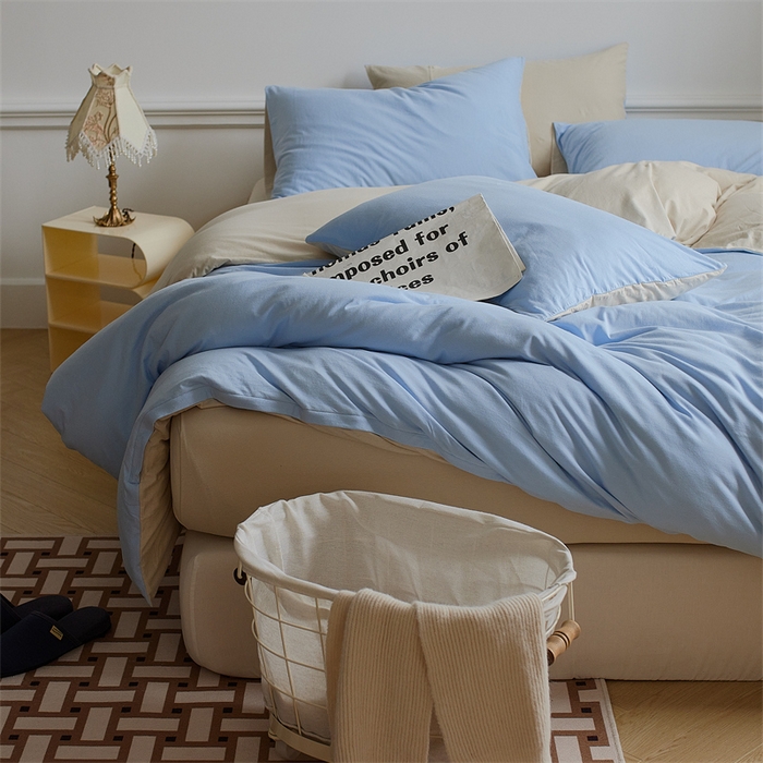 91家纺网 家纺一手货源 找家纺 （总）安莱生活 2023新款A类针织棉双拼系列四件套