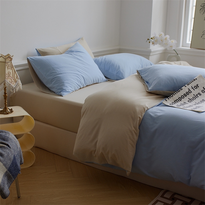 91家纺网 家纺一手货源 找家纺 （总）安莱生活 2023新款A类针织棉双拼系列四件套