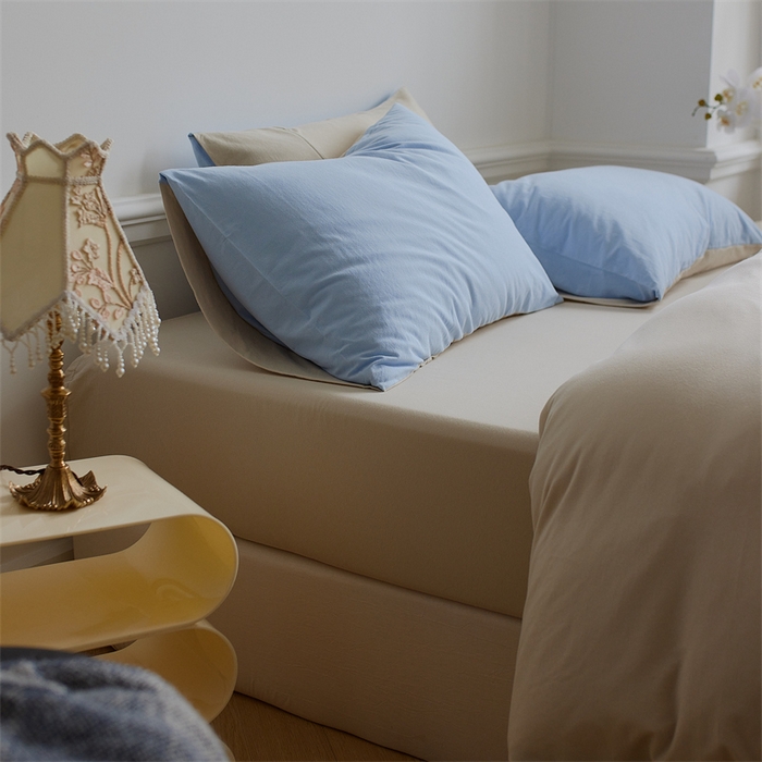 91家纺网 家纺一手货源 找家纺 安莱生活 2023新款A类针织棉双拼系列四件套 海天