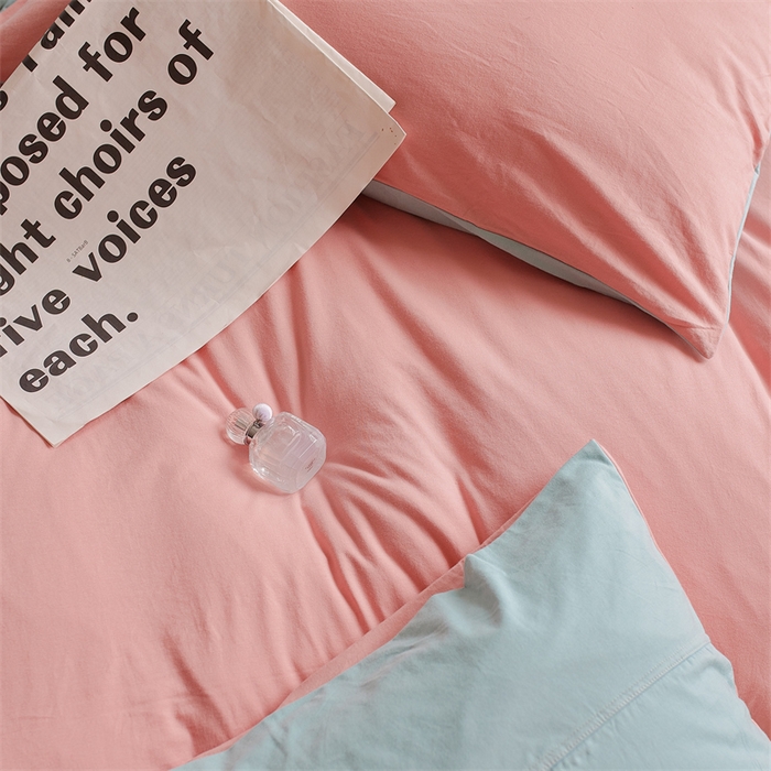 91家纺网 家纺一手货源 找家纺 安莱生活 2023新款A类针织棉双拼系列四件套 梅染