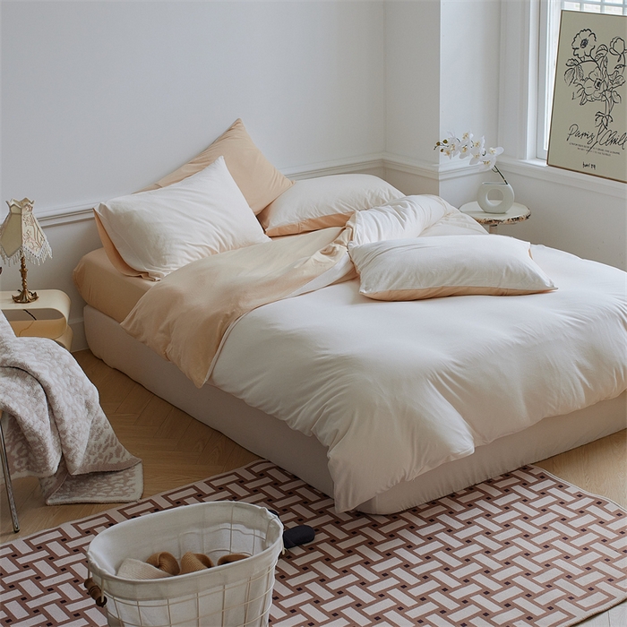 91家纺网 家纺一手货源 找家纺 安莱生活 2023新款A类针织棉双拼系列四件套 少艾