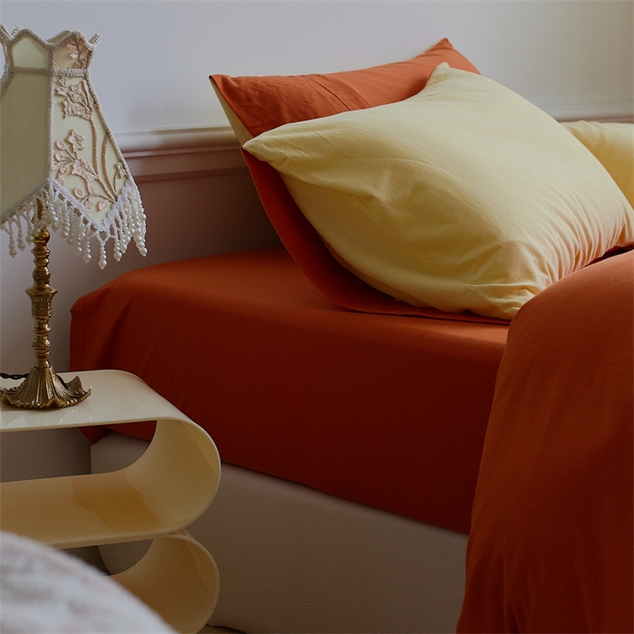 91家纺网 家纺一手货源 找家纺 安莱生活 2023新款A类针织棉双拼系列四件套 暖阳