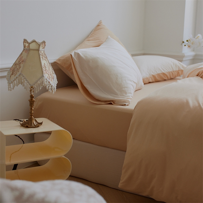 91家纺网 家纺一手货源 找家纺 安莱生活 2023新款A类针织棉双拼系列四件套 少艾