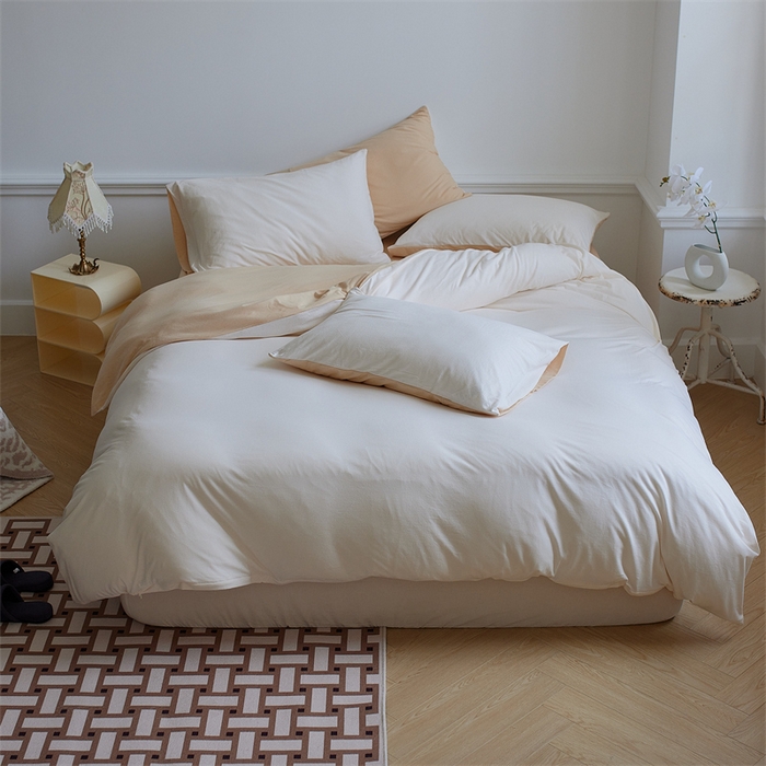 91家纺网 家纺一手货源 找家纺 安莱生活 2023新款A类针织棉双拼系列四件套 少艾