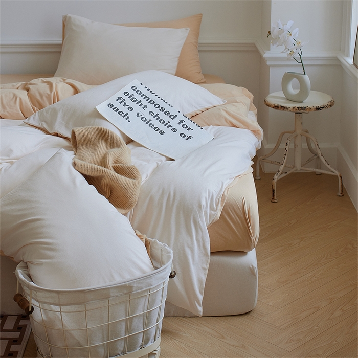 91家纺网 家纺一手货源 找家纺 安莱生活 2023新款A类针织棉双拼系列四件套 少艾