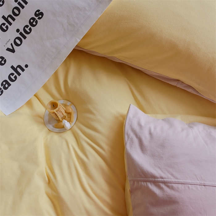 91家纺网 家纺一手货源 找家纺 安莱生活 2023新款A类针织棉双拼系列四件套 夕岚