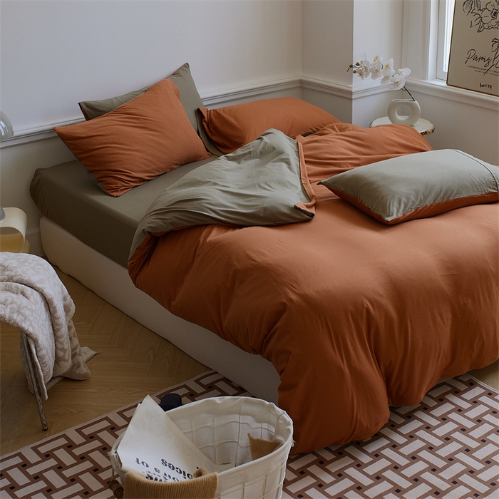 91家纺网 家纺一手货源 找家纺 安莱生活 2023新款A类针织棉双拼系列四件套 相思