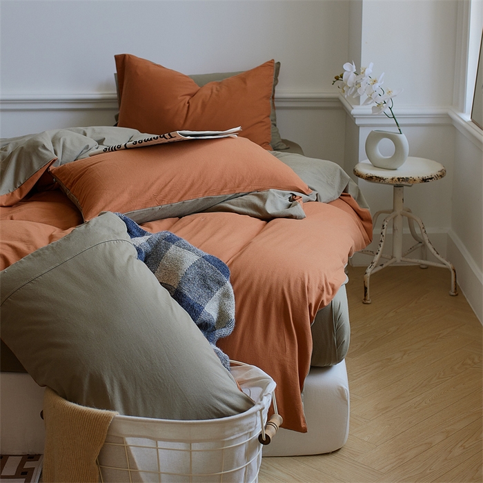 91家纺网 家纺一手货源 找家纺 安莱生活 2023新款A类针织棉双拼系列四件套 相思