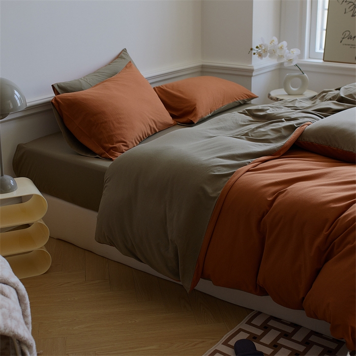 91家纺网 家纺一手货源 找家纺 安莱生活 2023新款A类针织棉双拼系列四件套 相思