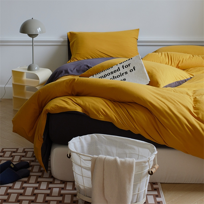 91家纺网 家纺一手货源 找家纺 安莱生活 2023新款A类针织棉双拼系列四件套 月夜