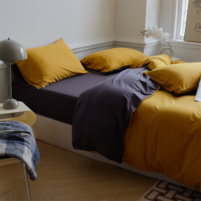 91家纺网 家纺一手货源 找家纺 安莱生活 2023新款A类针织棉双拼系列四件套 月夜