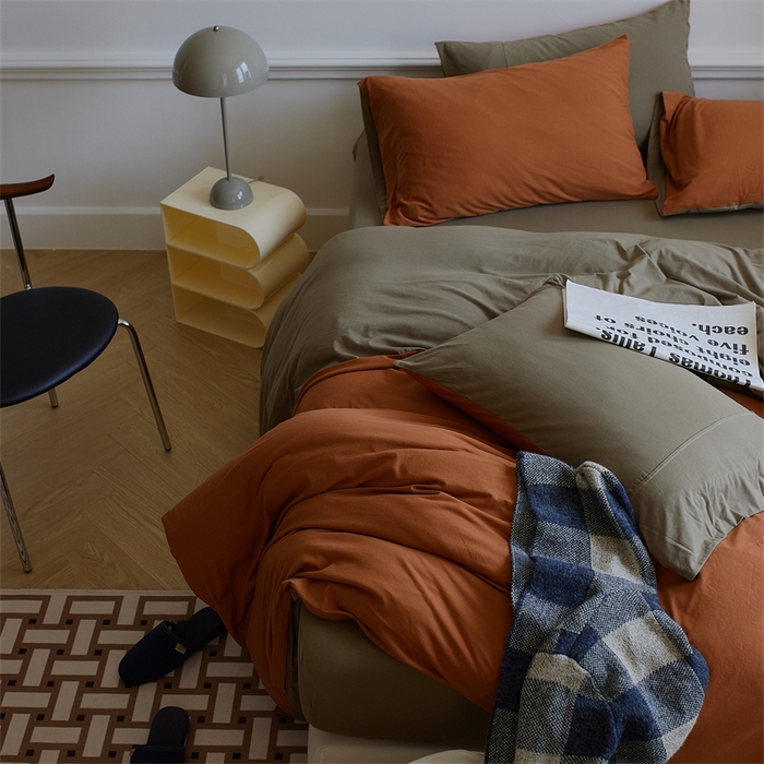 91家纺网 家纺一手货源 找家纺 安莱生活 2023新款A类针织棉双拼系列四件套 相思