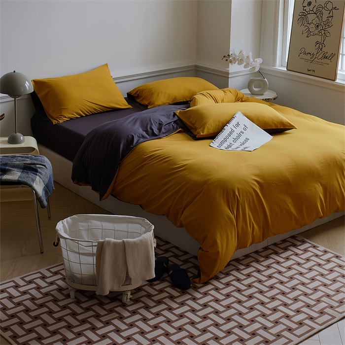 91家纺网 家纺一手货源 找家纺 安莱生活 2023新款A类针织棉双拼系列四件套 月夜