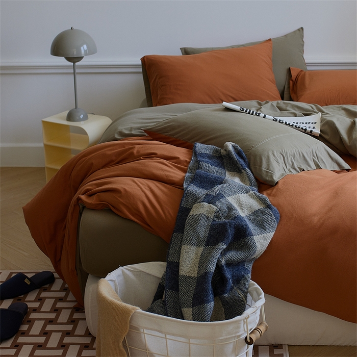 91家纺网 家纺一手货源 找家纺 安莱生活 2023新款A类针织棉双拼系列四件套 相思