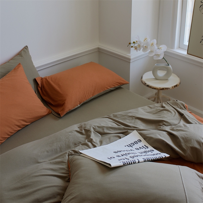 91家纺网 家纺一手货源 找家纺 安莱生活 2023新款A类针织棉双拼系列四件套 相思