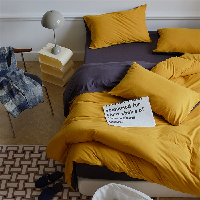 91家纺网 家纺一手货源 找家纺 安莱生活 2023新款A类针织棉双拼系列四件套 月夜