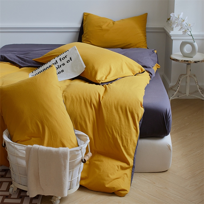 91家纺网 家纺一手货源 找家纺 安莱生活 2023新款A类针织棉双拼系列四件套 月夜