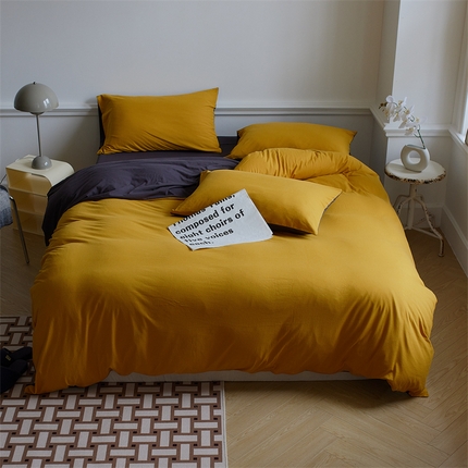 91家纺网 家纺一手货源 找家纺 安莱生活 2023新款A类针织棉双拼系列四件套 月夜