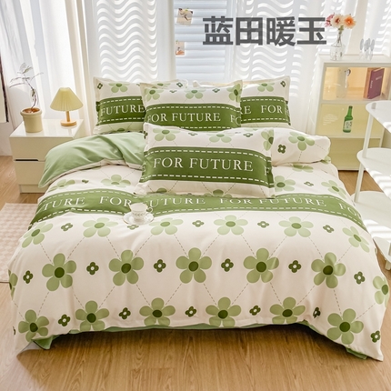 91家纺网 家纺一手货源 找家纺 棠颂 2023新款臻棉植物羊绒四件套 蓝天暖玉