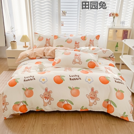 91家纺网 家纺一手货源 找家纺 棠颂 2023新款臻棉植物羊绒四件套 田园兔