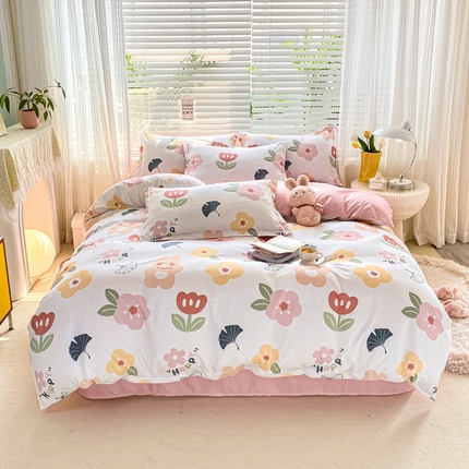 91家纺网 家纺一手货源 找家纺 漫仙阁家纺 2024新款芦荟棉四件套 四叶情