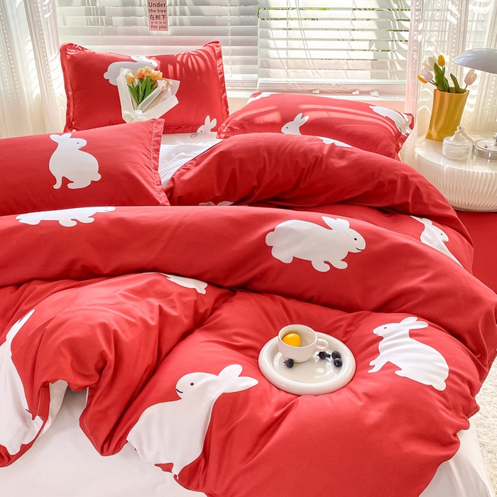 91家纺网 家纺一手货源 找家纺 漫仙阁2024新款亲肤棉芦荟棉单品被套 幸运兔