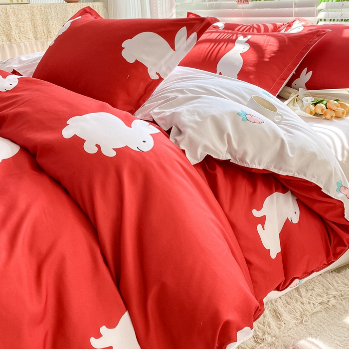 91家纺网 家纺一手货源 找家纺 漫仙阁2024新款亲肤棉芦荟棉单品被套 幸运兔