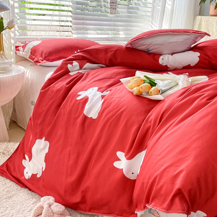 91家纺网 家纺一手货源 找家纺 漫仙阁2024新款亲肤棉芦荟棉单品被套 幸运兔