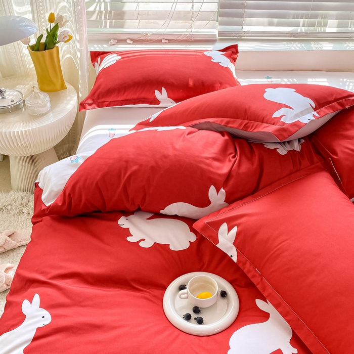 91家纺网 家纺一手货源 找家纺 漫仙阁2024新款亲肤棉芦荟棉单品被套 幸运兔