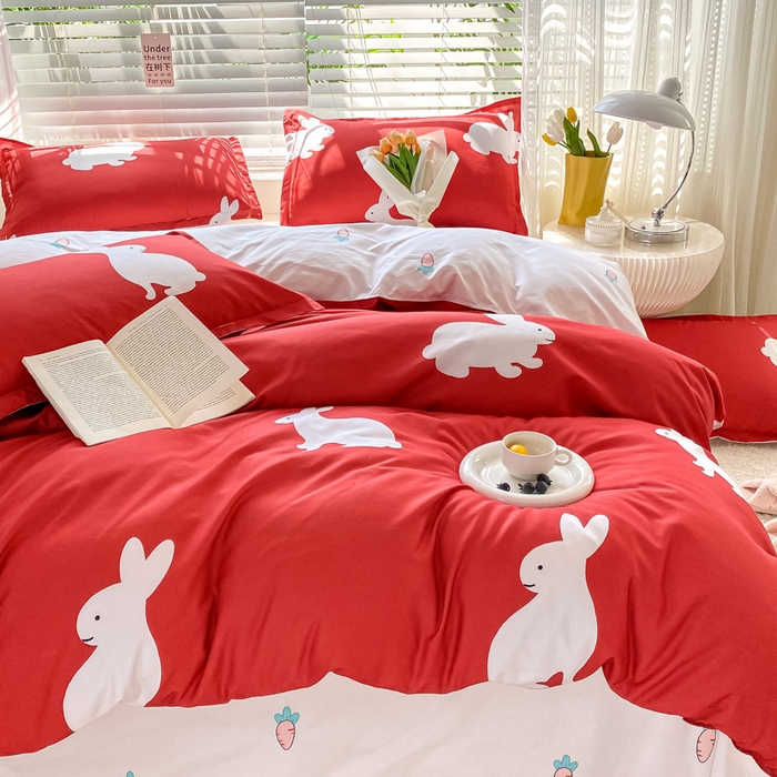 91家纺网 家纺一手货源 找家纺 漫仙阁2024新款亲肤棉芦荟棉单品被套 幸运兔