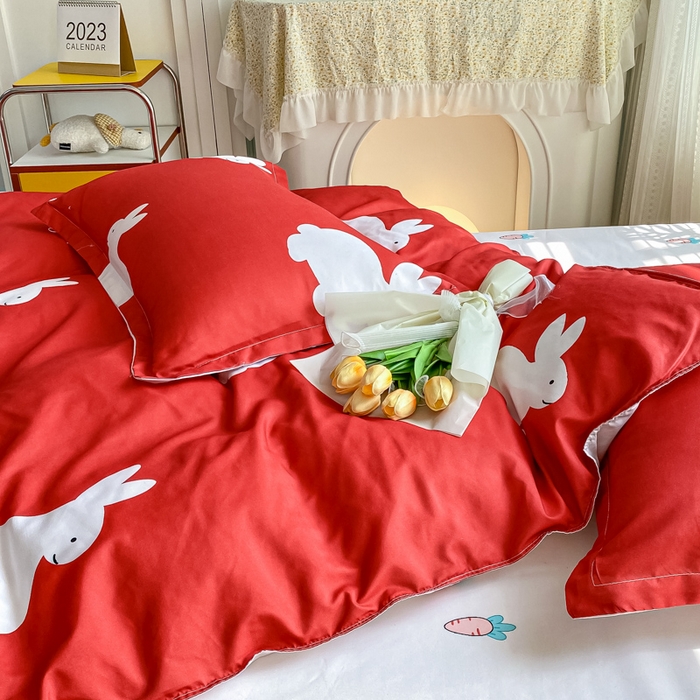 91家纺网 家纺一手货源 找家纺 漫仙阁2024新款亲肤棉芦荟棉单品被套 幸运兔