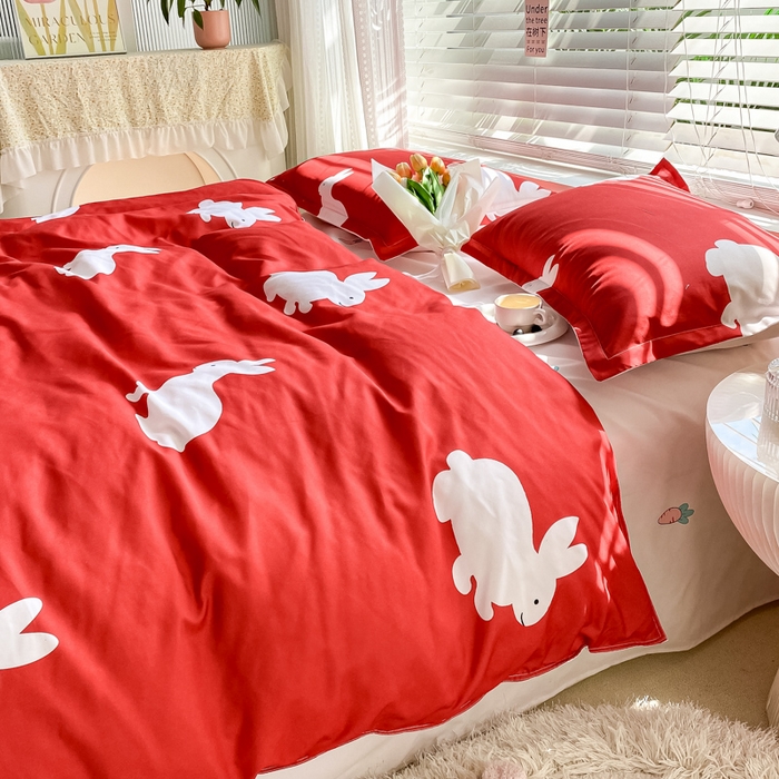 91家纺网 家纺一手货源 找家纺 漫仙阁2024新款亲肤棉芦荟棉单品被套 幸运兔