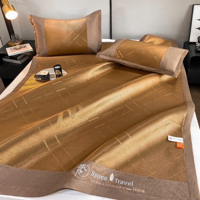 91家纺网 家纺一手货源 找家纺 伊被源 23新款提花冰藤席三件套-宇航员 太空冰帛丝冰藤碳咖床席款