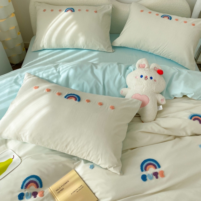 91家纺网 家纺一手货源 找家纺 潮邦 2025全新升级面料【奶小冻】春夏毛巾绣四件套 彩虹桥