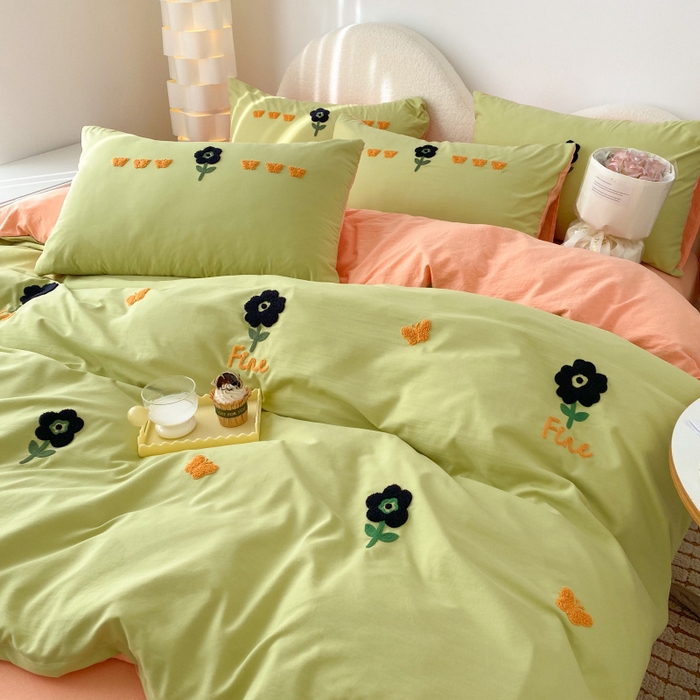 91家纺网 家纺一手货源 找家纺 潮邦 2025全新升级面料【奶小冻】春夏毛巾绣四件套 花蝶飞