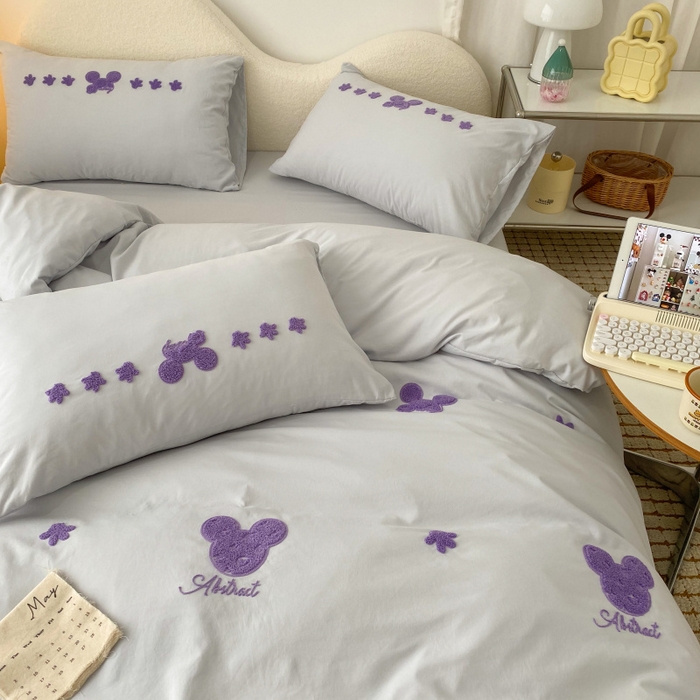 91家纺网 家纺一手货源 找家纺 潮邦 2025全新升级面料【奶小冻】春夏毛巾绣四件套 米妮鼠